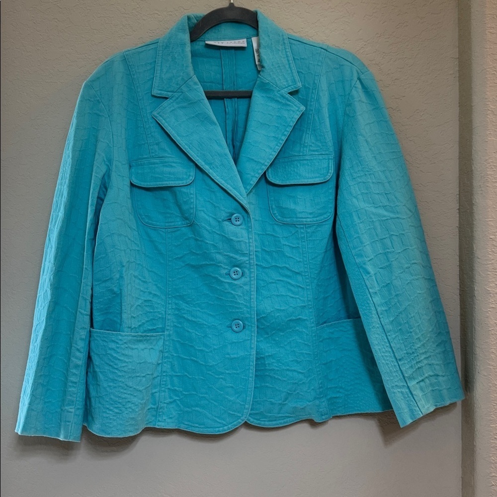 First Issue - Liz Claiborne Chic Turquoise Textured Blazer Size XL